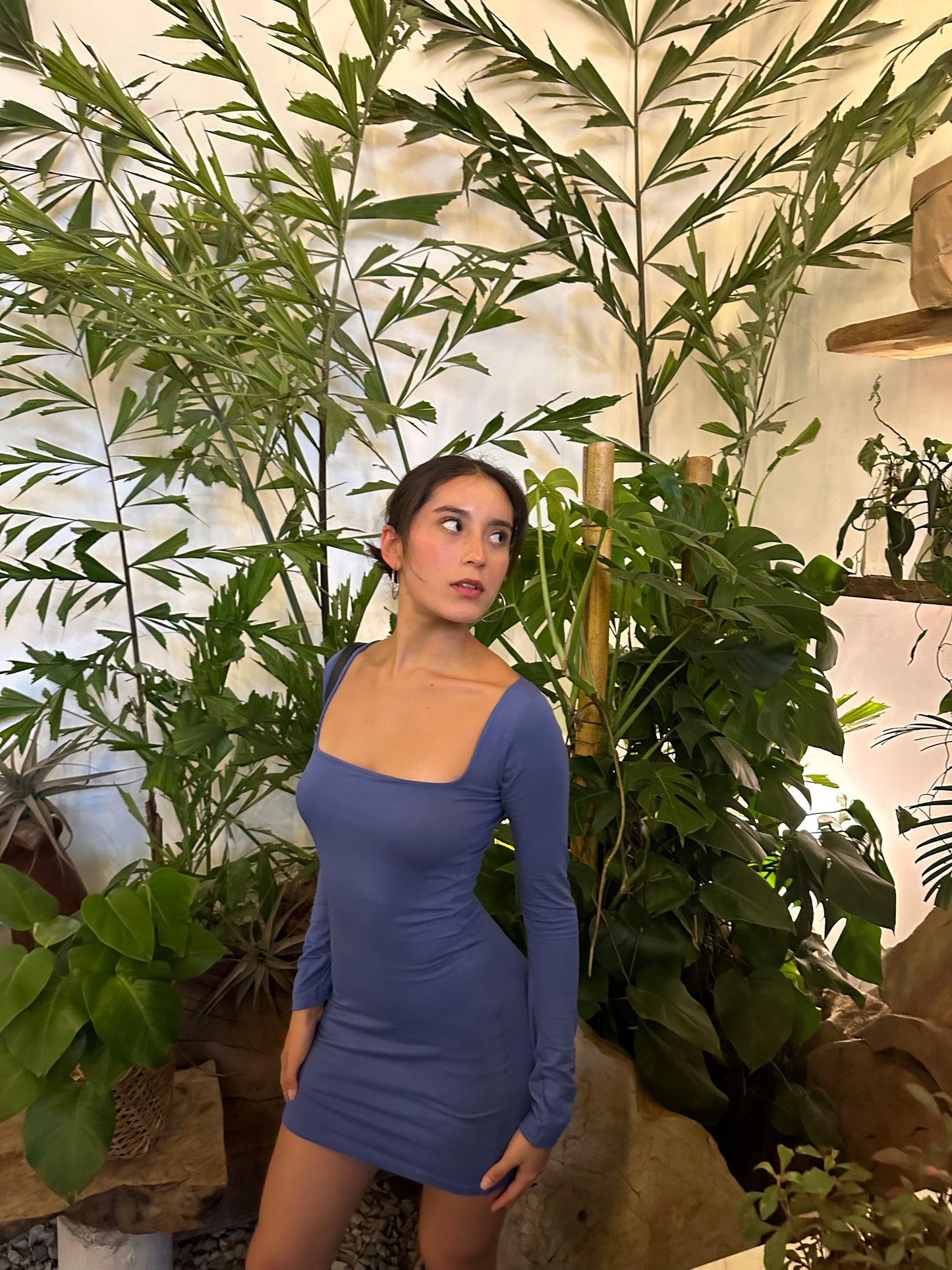 Vestido manga larga azul