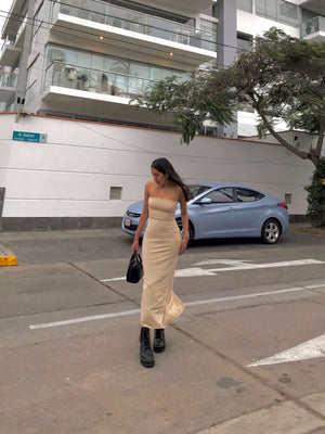 VESTIDO STRAPLE BEIGE