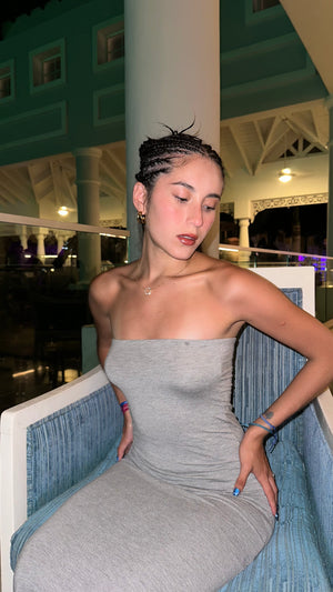 Vestido Straple plomo melange