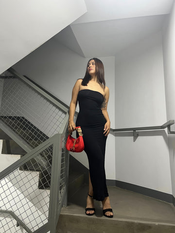 Image of VESTIDO STRAPLE LARGO NEGRO