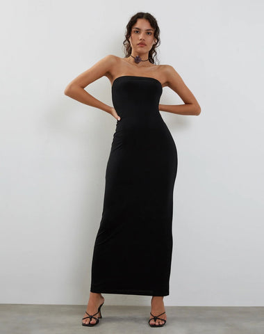 Image of VESTIDO STRAPLE LARGO NEGRO